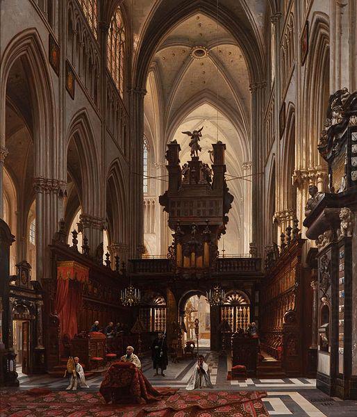 Interior of the 'Sint-Salvatorkathedraal' in Bruges, Victor-Jules Genisson